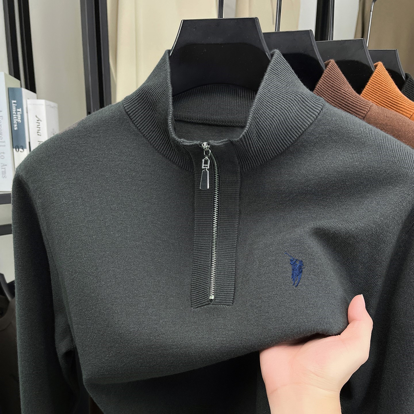 男士毛衣半拉链立领秋冬季新款针