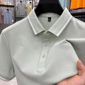 高端纯色重磅冰丝光棉基础款 2025新款 短袖 男士 翻领T恤a 夏天POLO衫