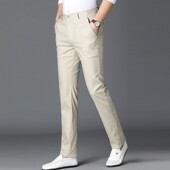 纯色西装 长裤 夏季 亚麻直筒裤 新款 修身 子韩版 裤 男士 潮流男装 休闲裤