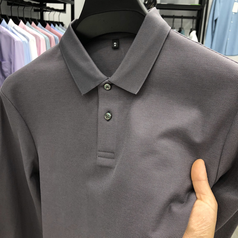 轻奢品质！！轻商务秋装精梳棉男士polo衫长袖双丝光纯棉纯色t恤,男装,秀禾服,淘宝优惠券,粉丝福利购,淘宝优惠卷