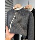 休闲拼色假两件外搭开衫 圆领潮 加厚针织外套男装 男2025新款 秋冬季