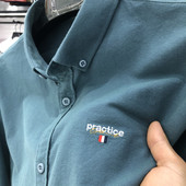 男长袖 休闲牛津纺纯色绣花男士 衬衣秋装 100%纯棉衬衫 上衣免烫寸衫