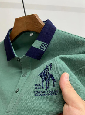 男士Polo衫长袖t恤中年爸爸春秋装p0lo纯棉popo上衣服婆罗poli土