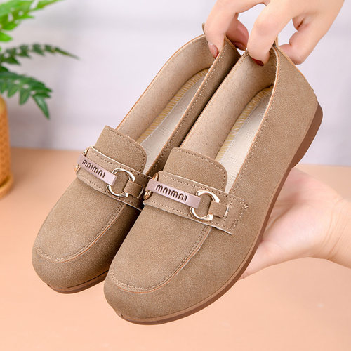 春季老北京布鞋女平底妈妈鞋低跟工作豆豆鞋乐福鞋软底防滑休闲鞋