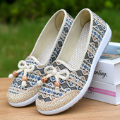 女春秋新款 软底透气妈妈鞋 浅口休闲老人鞋 老北京布鞋 一脚蹬懒人鞋