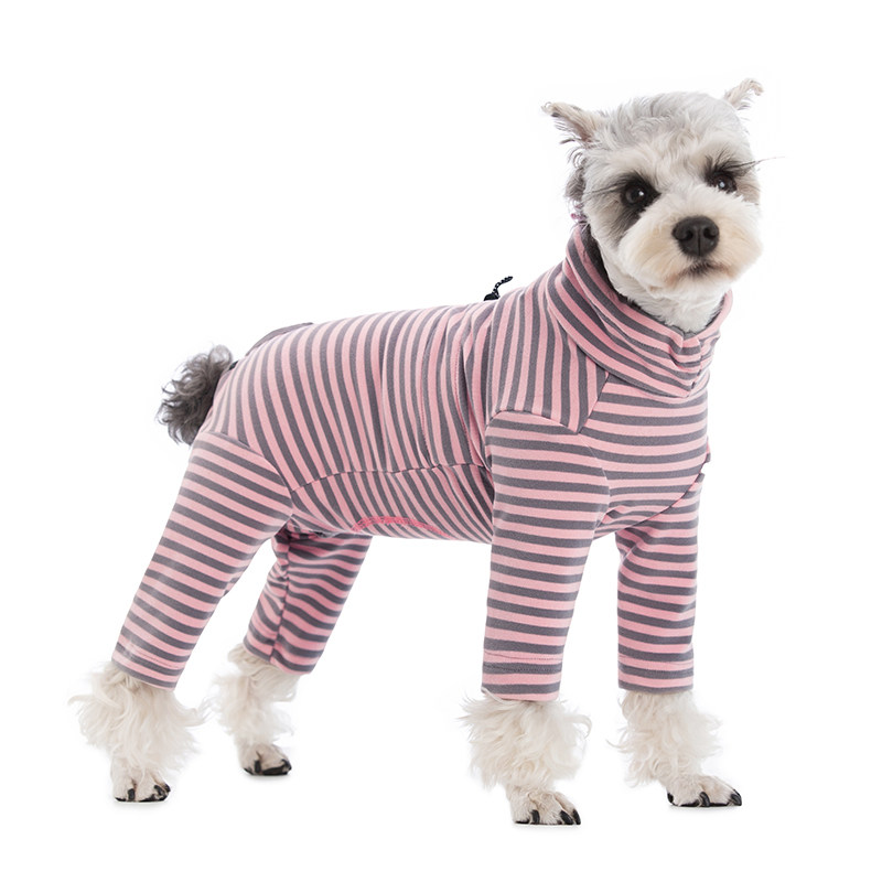 宠物狗狗衣服秋冬新款泰迪雪纳瑞中小型犬全包护肚保暧条纹四脚衣