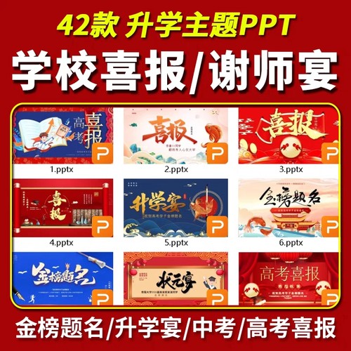 高考中考大学生状元学校喜报贺报PPT模板表彰大会金榜题名谢师宴