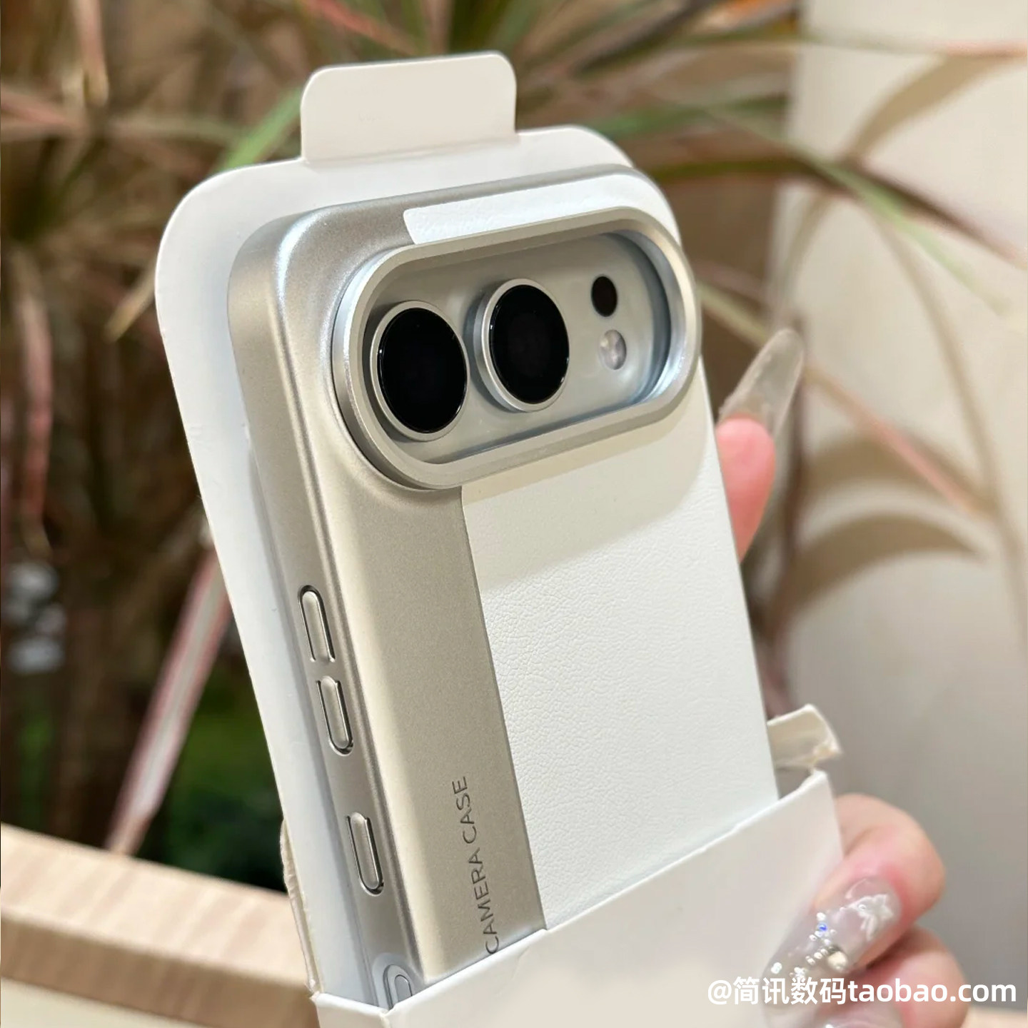 月光银白色拼接相机壳适用Honor荣耀500pro手机壳素皮纹高档防指纹保护套500新款全包边磨砂电镀硬壳大孔外壳