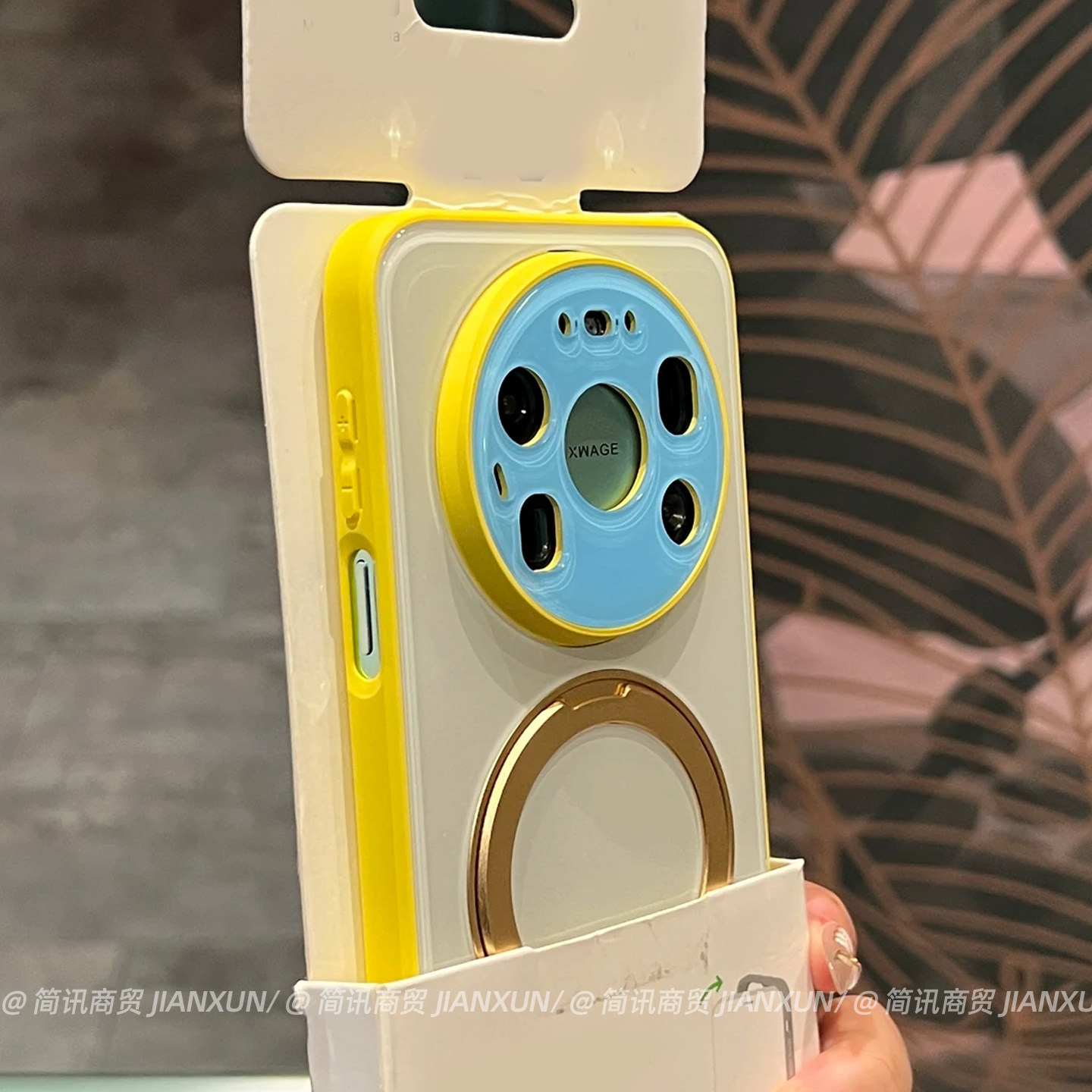 夏日多巴胺撞色柠檬黄适用华为mate80手机壳mate80promax360°旋转支架保护套mate70/60pro+全包防摔支点壳潮
