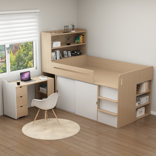 定制小户型儿童半高床衣柜一体多功能带护栏床书桌收纳柜储物床