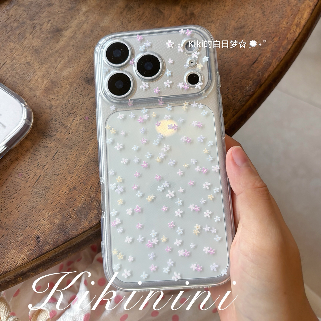 kiki白日梦原创手机彩色小碎花韩系高透明适用苹果iphone18pro1716pro爱手机软壳可爱情侣手机壳防摔