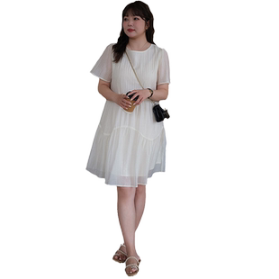 蓝若水大码女装甜美小个子宽松A字裙胖MM夏装显瘦减龄初恋连衣裙