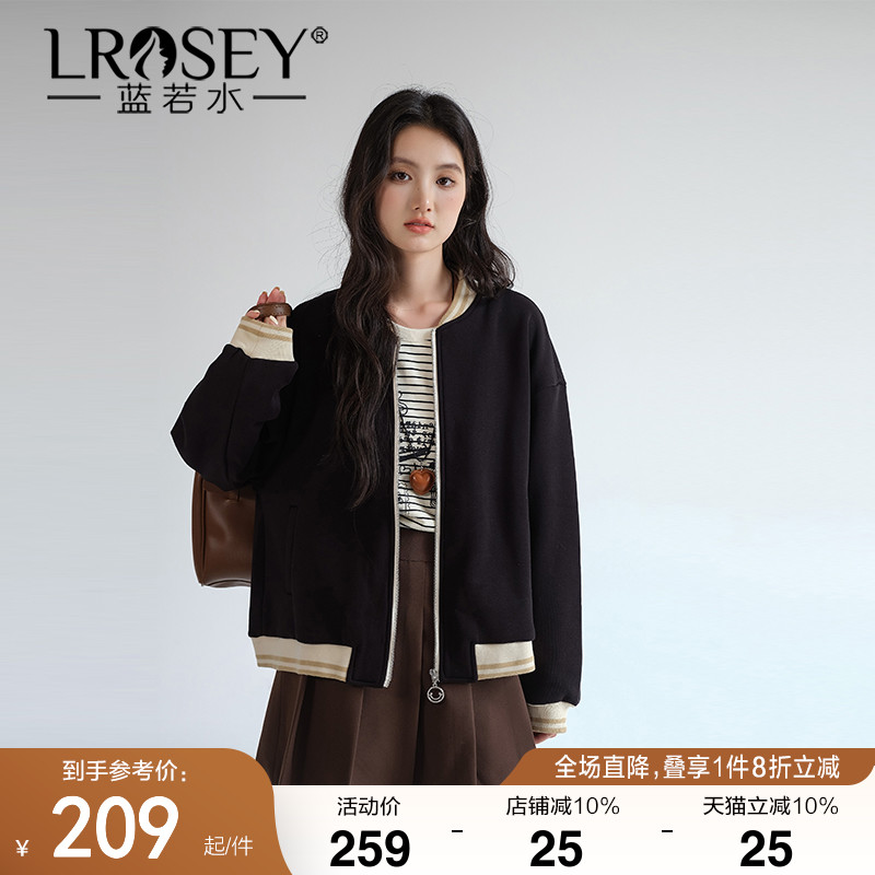 蓝若水加绒棒球服减龄显瘦短外套