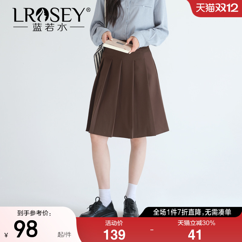 蓝若水学院风百褶裙显瘦半身裙