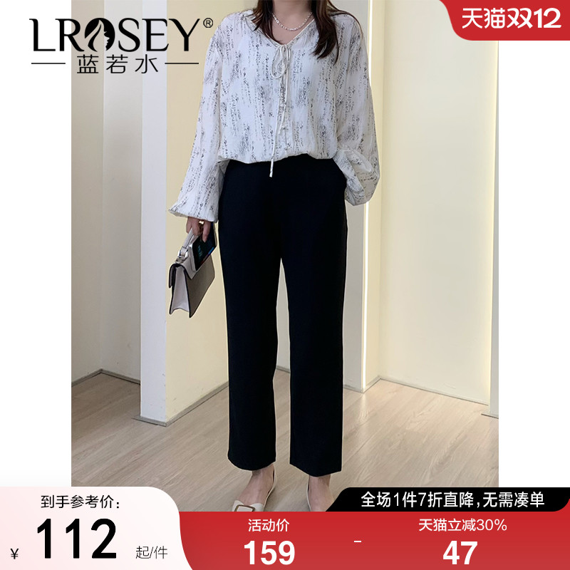 蓝若水韩版时尚直筒裤显瘦休闲裤