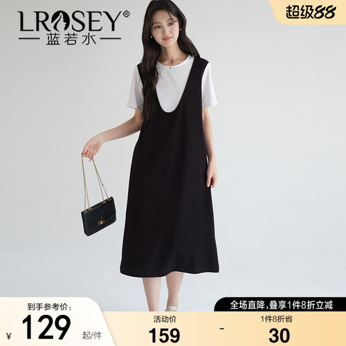 蓝若水宽松直筒休闲显瘦连衣裙