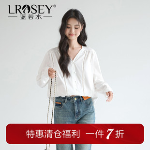 新款 蓝若水大码 2026春季 设计感镂空V领衬衫 胖MM气质小众上衣 女装