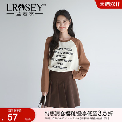 蓝若水插肩袖打底衫字母印花T恤