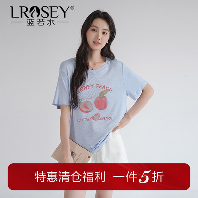 蓝若水创意印花T恤显瘦上衣ins