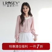 女装 新款 法式 蓝若水大码 花边圆领雪纺衫 2026春装 胖MM时尚 优雅上衣