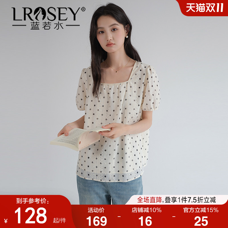 蓝若水洋气波点高级感显瘦上衣
