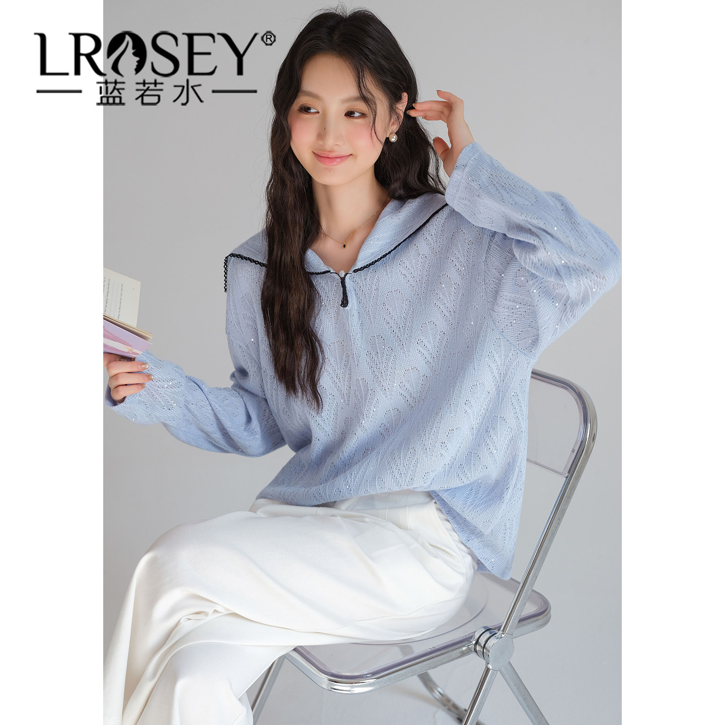 蓝若水休闲减龄显瘦上衣