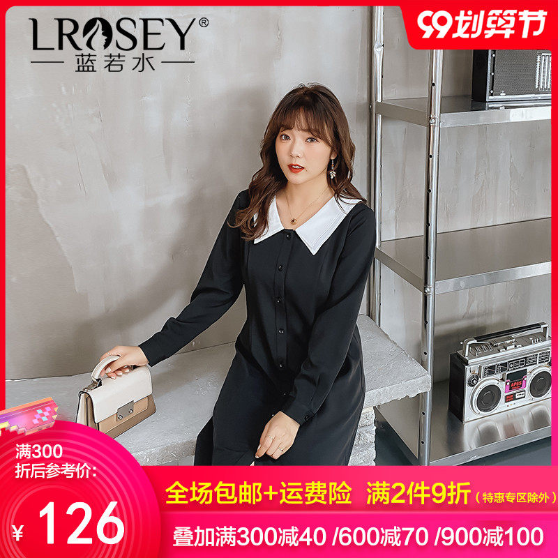 胖MM大码女装2020秋季新款娃娃领显瘦气质遮肚子连衣裙洋气裙子肥