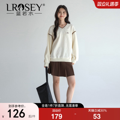 蓝若水减龄学院风卫衣小个子上衣