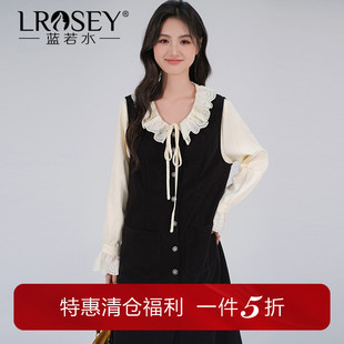 蓝若水大码女装气质穿搭减龄背带裙胖mm春季新款学院风显瘦连衣裙