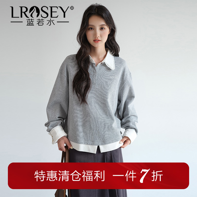 蓝若水假两件卫衣显瘦减龄上衣