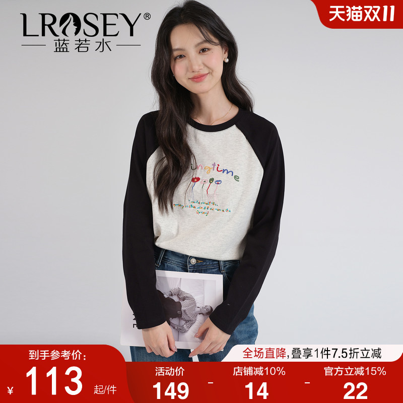 蓝若水插肩袖显瘦韩版T恤上衣