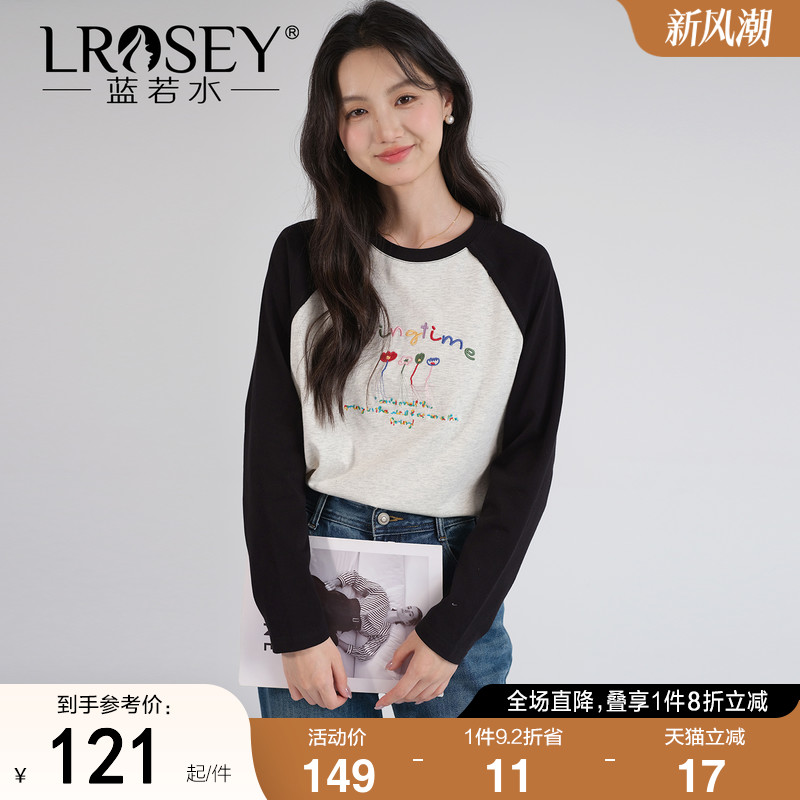 蓝若水插肩袖显瘦韩版T恤上衣