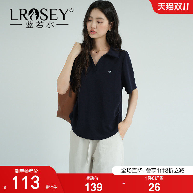 蓝若水大码女装2026夏装新款休闲简约Polo衫胖MM显瘦正肩短袖T恤