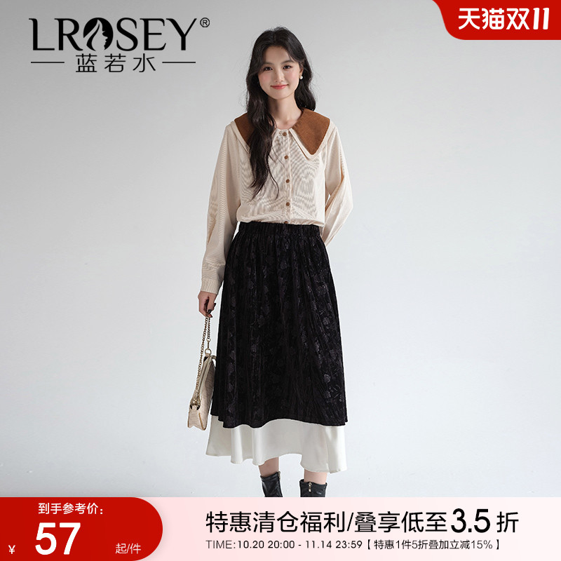 蓝若水灯芯绒衬衫翻领显瘦上衣