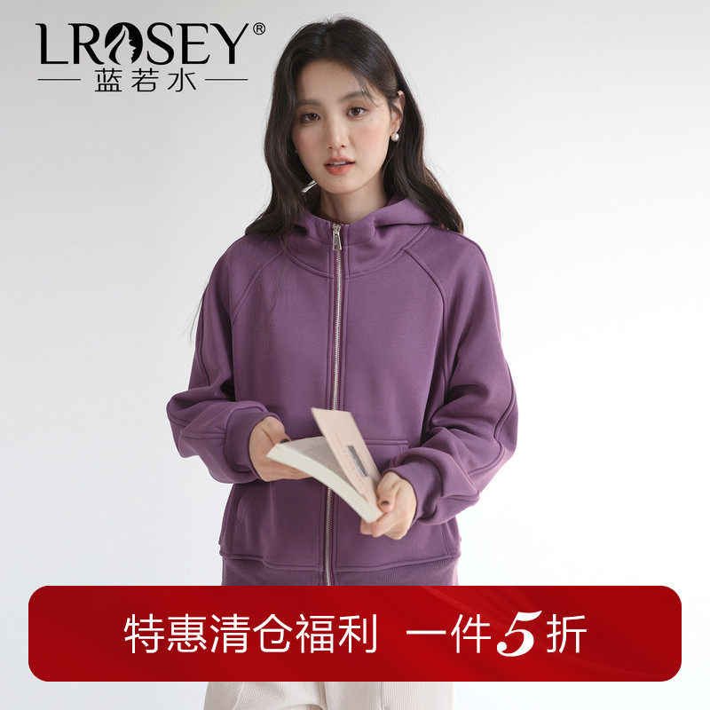 蓝若水大码立体剪裁连帽加绒外套胖mm春装新款百搭运动休闲上衣女