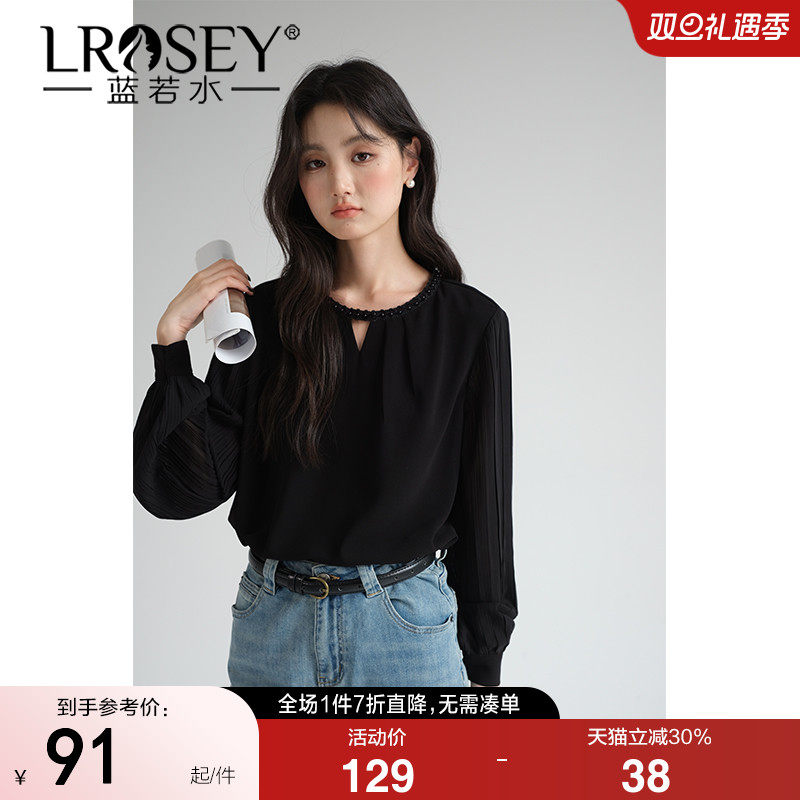 蓝若水设计感镂空衬衫显瘦藏肉