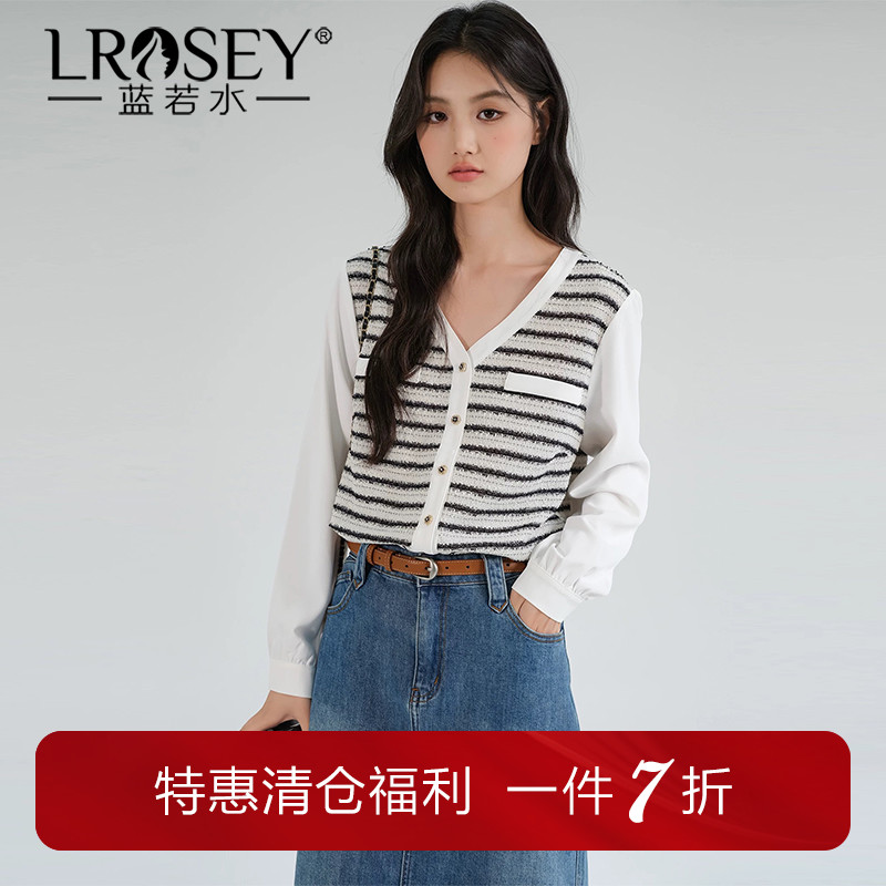 蓝若水气质显瘦针织衫小香风上衣