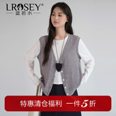 蓝若水大码 宽松舒适针织衫 女装 假两件叠穿马甲上衣胖mm2026春新款