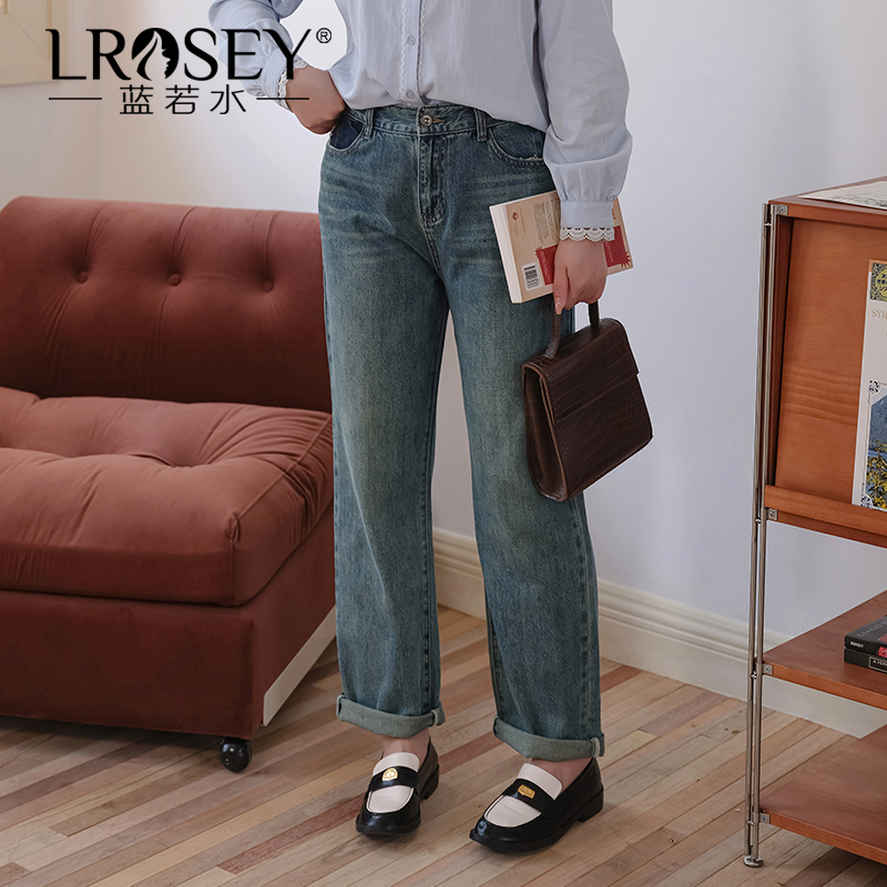 蓝若水韩版宽松牛仔裤显瘦阔腿裤