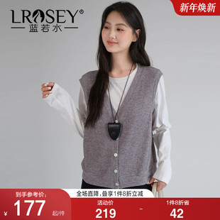 宽松舒适针织衫 假两件叠穿马甲上衣胖mm2026春新款 女装 蓝若水大码