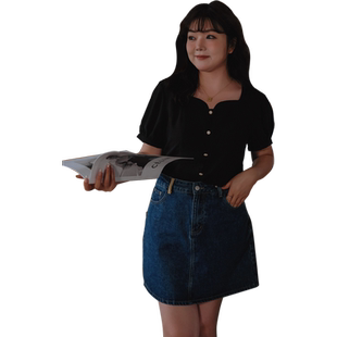 蓝若水大码女装法式气质方领雪纺衬衫胖MM夏装淑女显瘦泡泡袖上衣