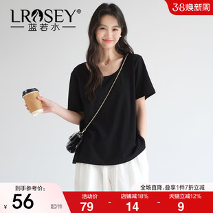 【正肩双面液氨面膜T恤】蓝若水大码2026夏装新款基础款短袖上衣