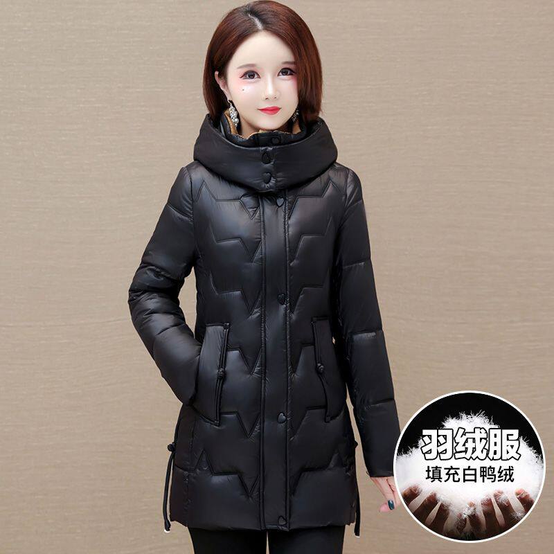 连帽羽绒服2024新款冬装女时尚宽松加厚中长款修身显瘦棉衣外套
