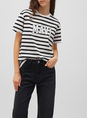 土耳其mavi夏季宽松休闲条纹圆领T恤女