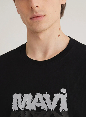 土耳其mavi男士黑色短袖圆领宽松T恤