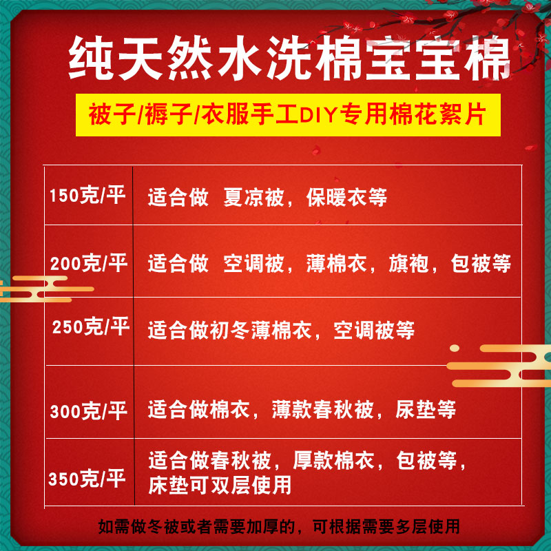 宝宝棉可水洗全棉絮片新疆长绒棉花无荧光纯天然棉衣尿垫包被婴儿