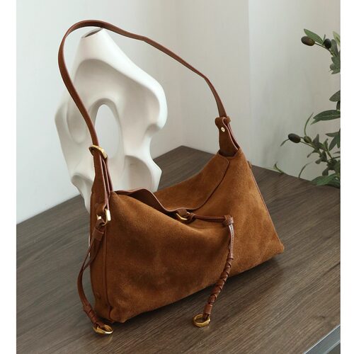 【PIGMISS】磨砂牛皮大容量饺子包通勤包女单肩斜挎腋下hobo包包