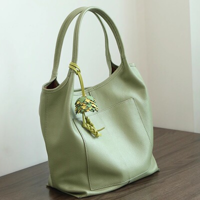 【PIGMISS】日系风头层牛皮塑料袋夏日手提垃圾袋购物袋托特包女