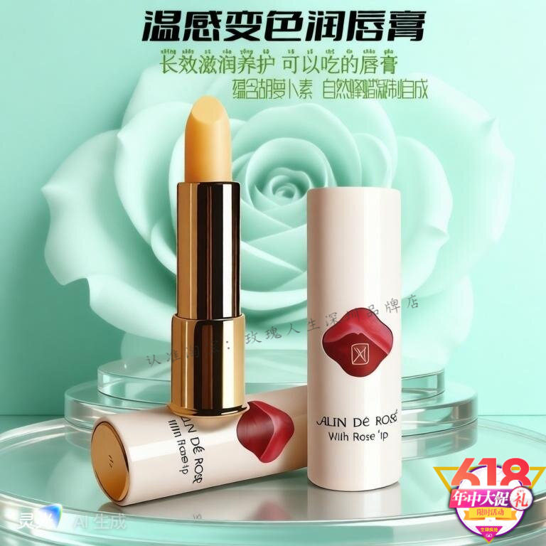 玫瑰人生玫瑰果润唇膏保湿滋润淡化唇纹不沾杯随温变色学生均可用