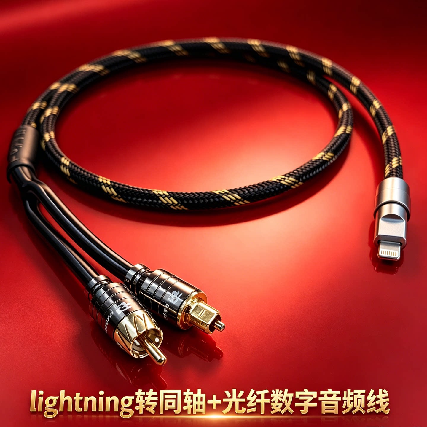 手机同轴线+光纤线电脑USB C typec转rca汽车DSP方口光纤LIghtning转莲花头optical音箱coaxial数字音频线